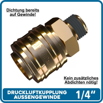 Druckluftkupplung Messing 1/4\ AG,selbstdichtend