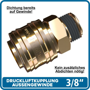 Druckluftkupplung Messing 3/8\ AG,selbstdichtend