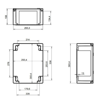 ARLI Kunststoff-Schaltschrank IP65 mit Sichttür - 300 x 400 x 165 mm transparent Gehäuse