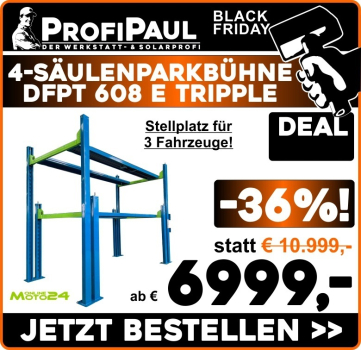 DFPT 608 E - 4-Säulen-Parkbühne 3-fach Triple elektrisch