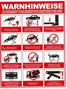 Sicherheitshinweise in Deutsch Aufkleber