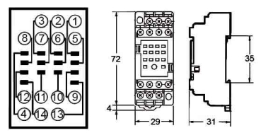 Schaltbrücke CZY14A/PYF14A 14-Pin, für Zeitschalter-Relais