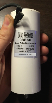 Motor - Anlaufkondensator 450V, 50uF CBB60 Weiss