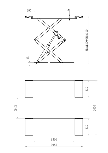 Profi DSLS 807 Doppel-Scherenhebebühne 3.0T