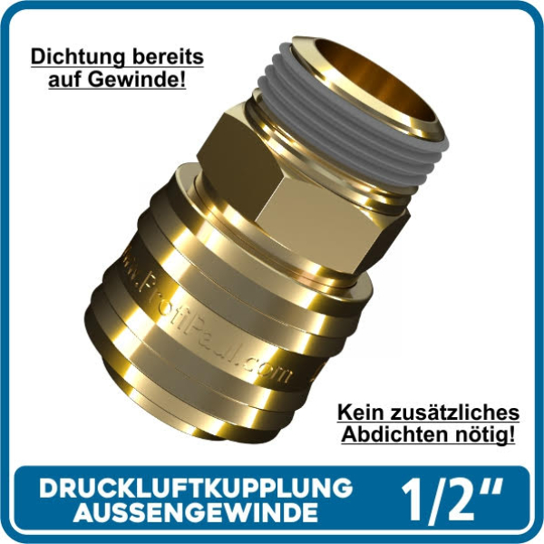 Druckluftkupplung Messing 1/2\ AG,selbstdichtend