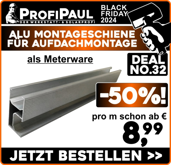 Alu Montageschiene für Aufdachmontage (meterware)
