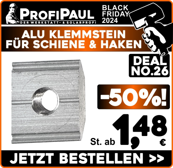 Alu Klemmstein für Schiene und Haken