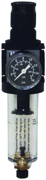 Filterdruckregler G 3/8, 16 Bar, Halbatm., Manometer