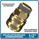 Druckluftkupplung Messing 1/2\ AG,selbstdichtend