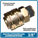 Druckluftkupplung Messing 3/8\ AG,selbstdichtend