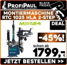 Reifenmontiermaschine RTC 1025 mit Hilfsarm & 2-Stufen Technik